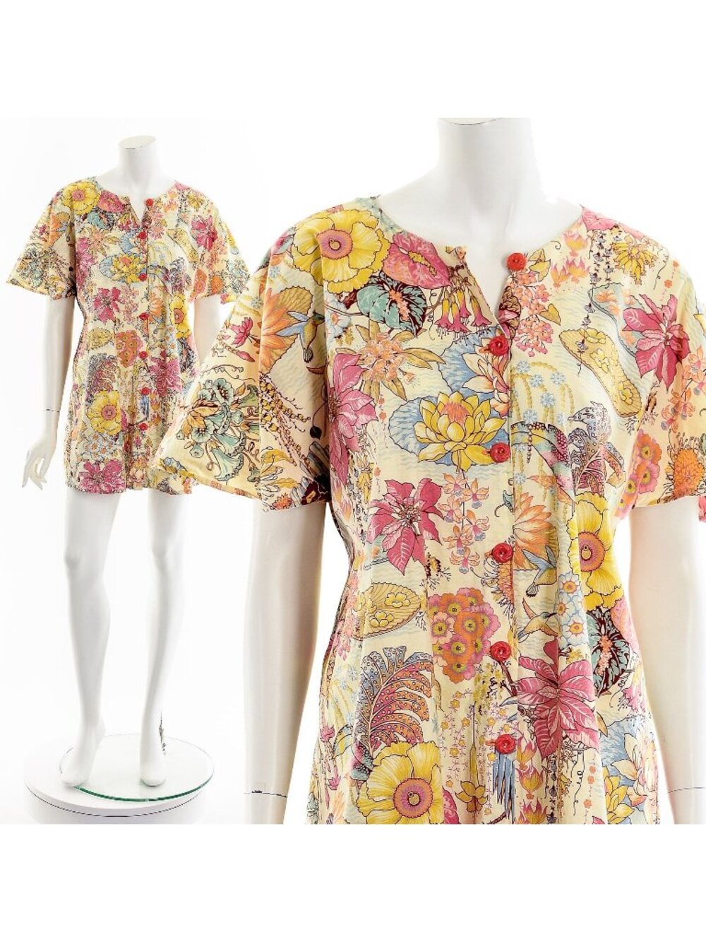 Floral Fairy Cotton Dress 70s